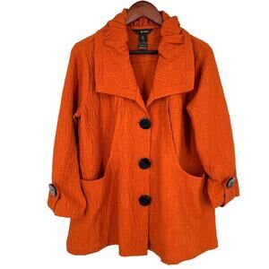 NWOT Ali Miles Medium Burnt Orange Wearable Art Autumn Pumpkin Jacket Shirt Top